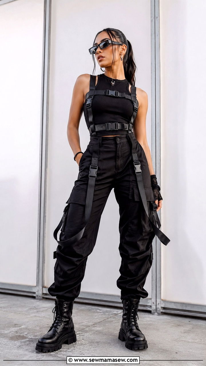 Techwear Harness and Utility Cargo Pants Outfit - 25 Rolling Loud outfit ideas