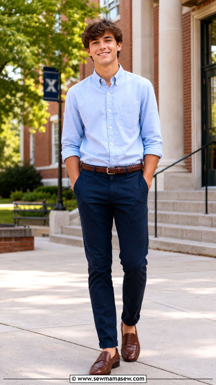 Teen Boy Button Down Shirt and Chinos Outfit - 25 Outfit ideas for teen boys