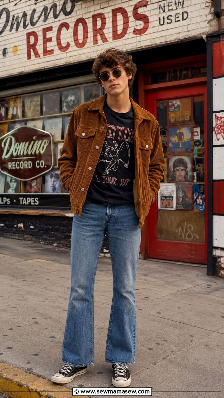 Teen Boy Corduroy Jacket and Band Tee Outfit - 25 Outfit ideas for teen boys