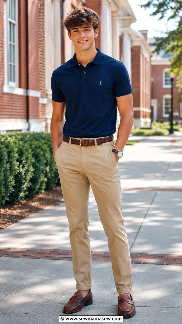 Teen Boy Polo Shirt and Khakis Preppy Outfit - 25 Outfit ideas for teen boys