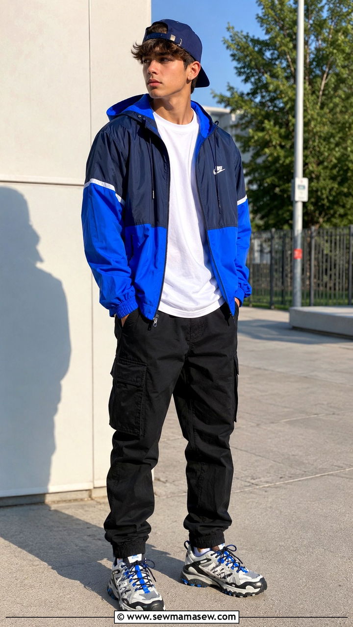 Teen Boy Windbreaker and Cargo Pants Outfit - 25 Outfit ideas for teen boys