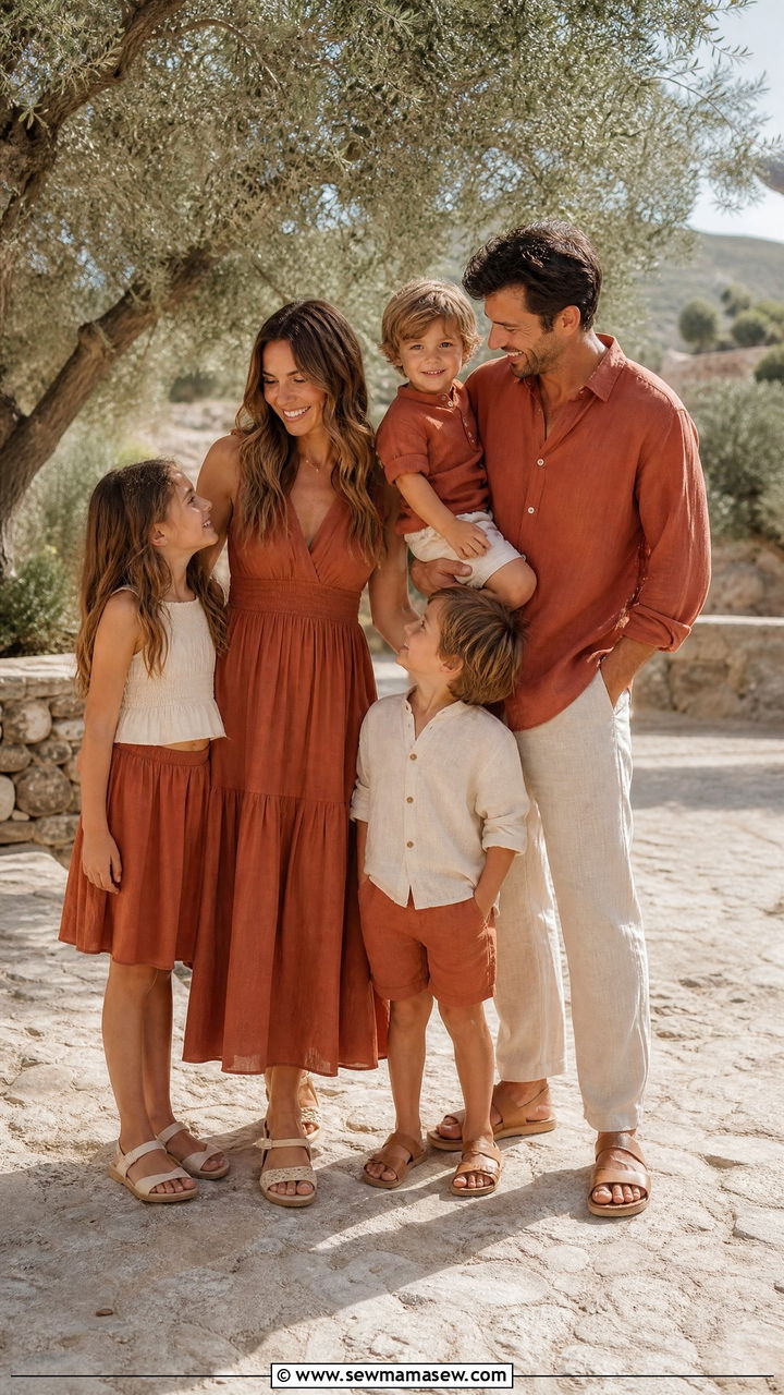 Terracotta And Cream Family Photo Outfits - 30 Elegant family photo outfit ideas