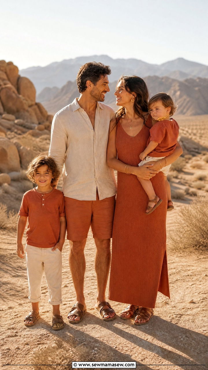 Terracotta Earth Tone Matching Family Outfits - 30 Matching summer family outfits