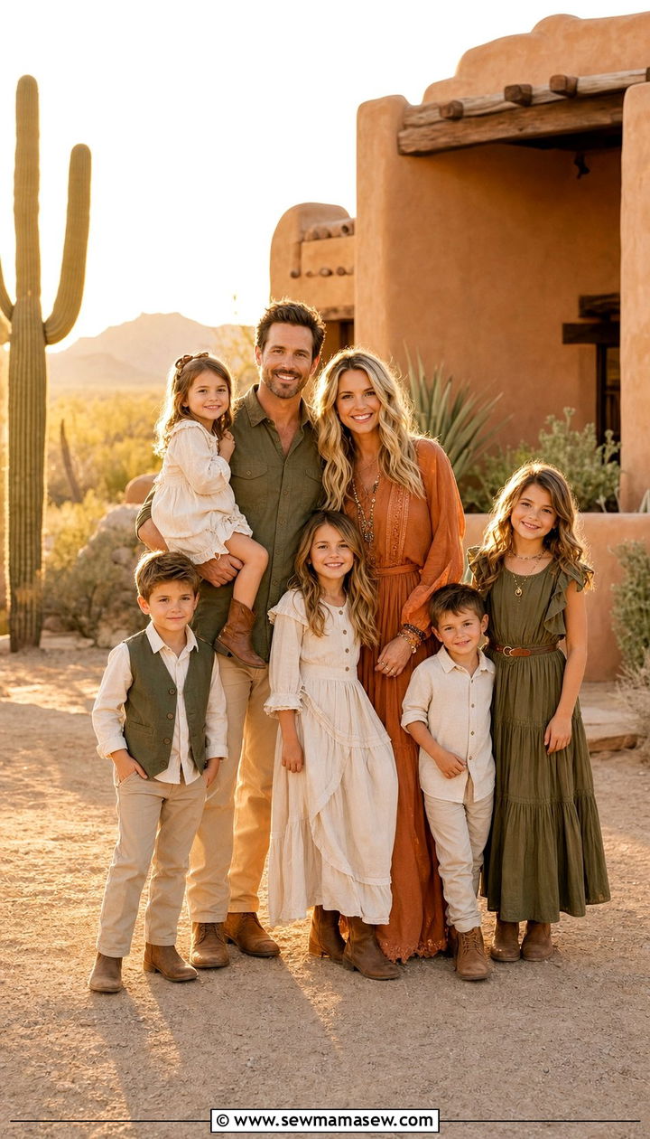 Terracotta Olive Green and Cream Southwest Outfit - 25 Family photo outfits for large families