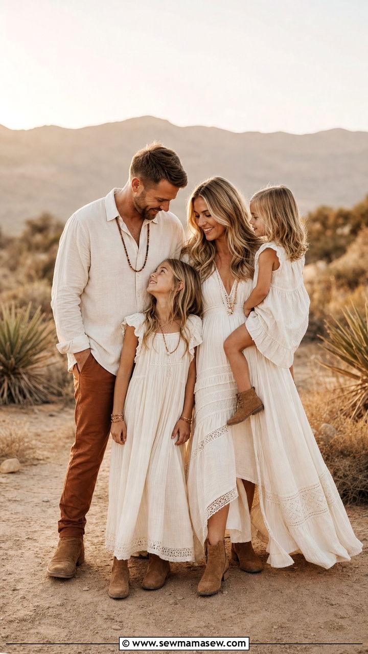 Terracotta and Cream Boho Family Photo Outfit - 25 family photo outfits inspo