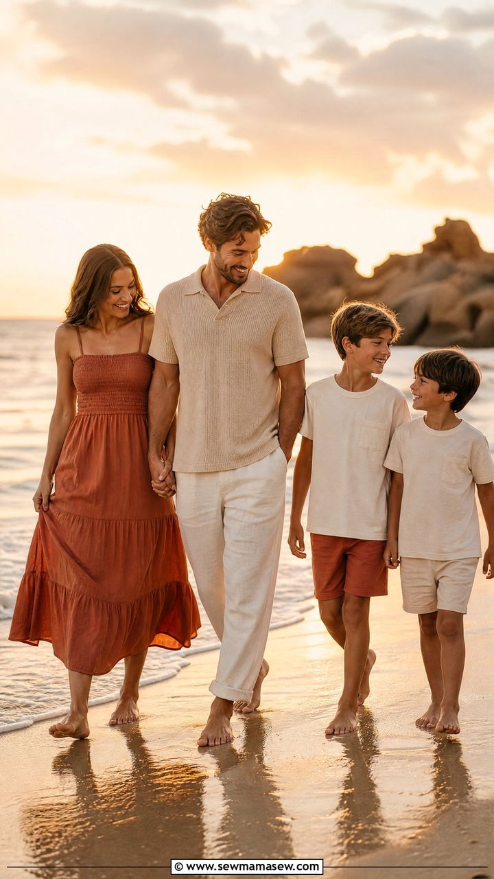 Terracotta and Cream Family Beach Outfit - 30 Family beach photo outfit ideas