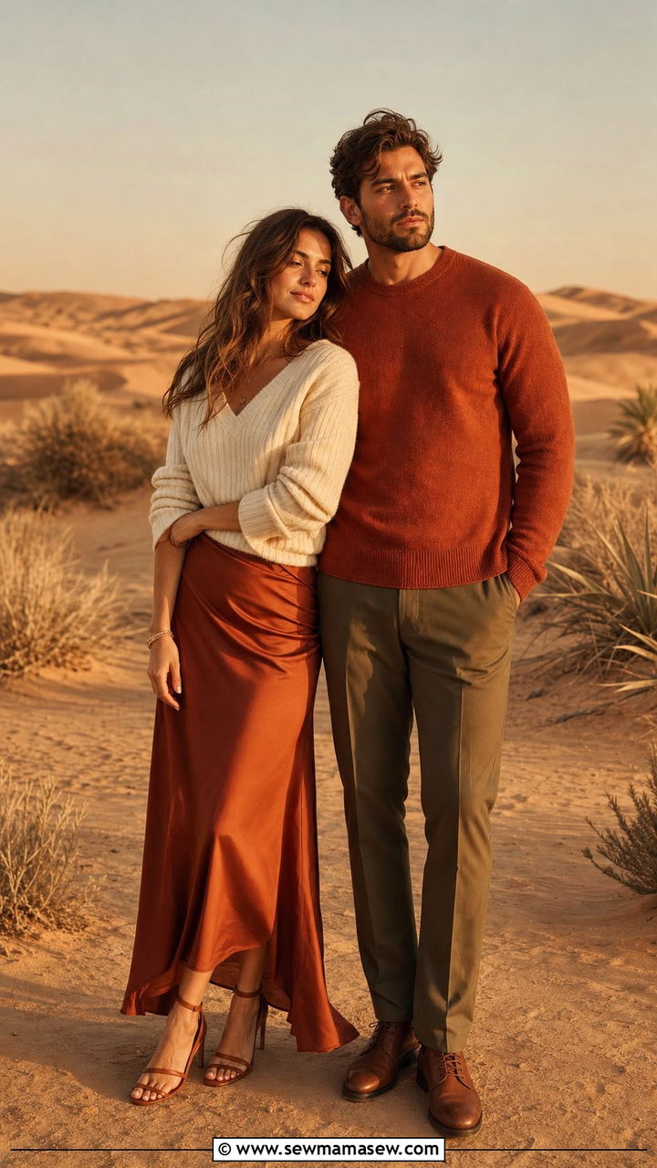 Terracotta and Rust Warm Palette - 25 Couples photo outfit ideas 2026
