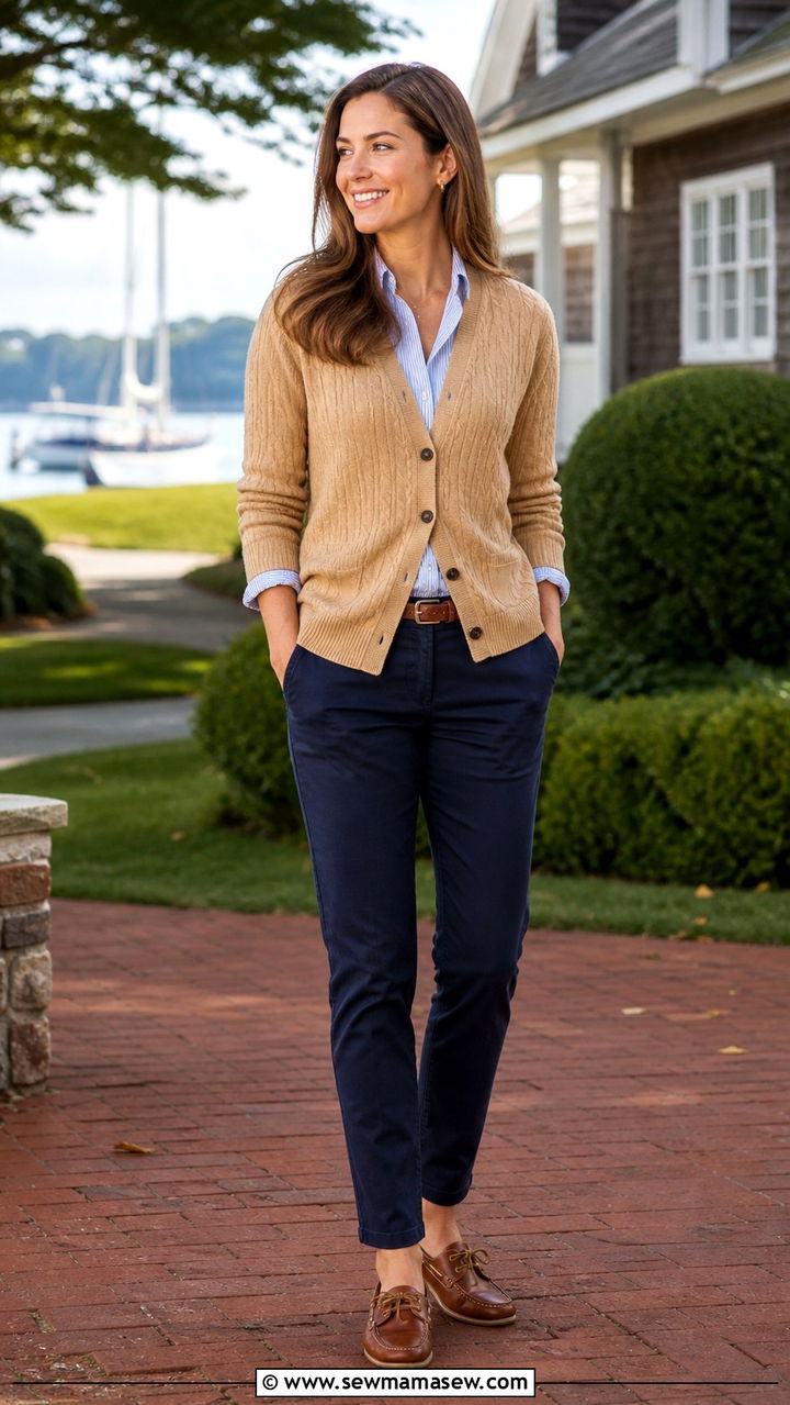 Textured Cardigan with Chinos and Boat Shoes - 40 casual cardigan outfits