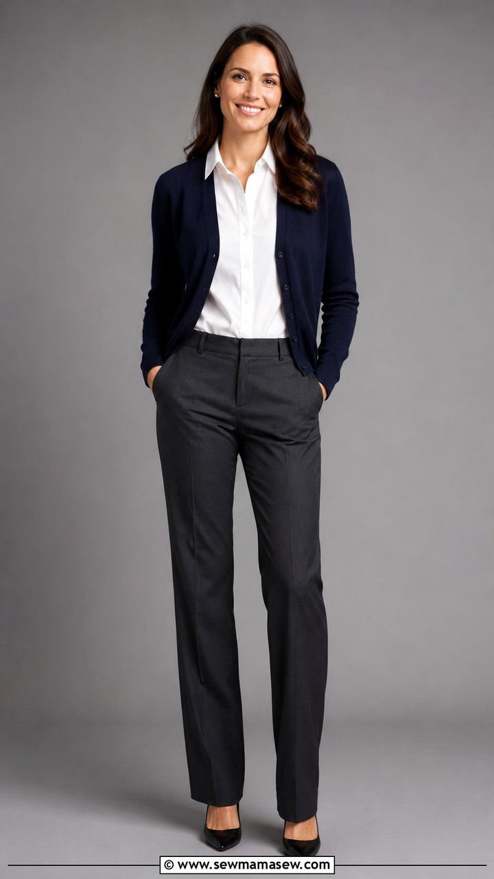 Textured Cardigan with Collared Shirt Layer - 30 Professional headshot outfit ideas for women