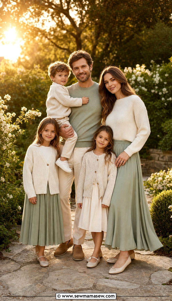 Textured Knit And Flowy Skirt Family Photo Outfits Spring 2026 - 25 Family photo outfit ideas spring 2026