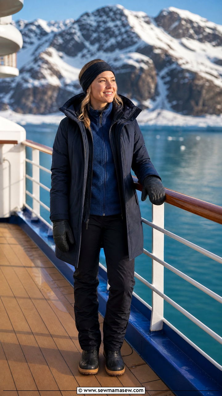 Thermal Base Layers With Down Parka For Cold Deck Viewing - 30 Cruise excursion outfit ideas