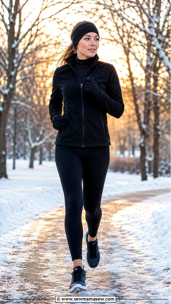 Thermal Leggings And Fleece Jacket Winter Run Outfit - 25 Morning run outfit ideas