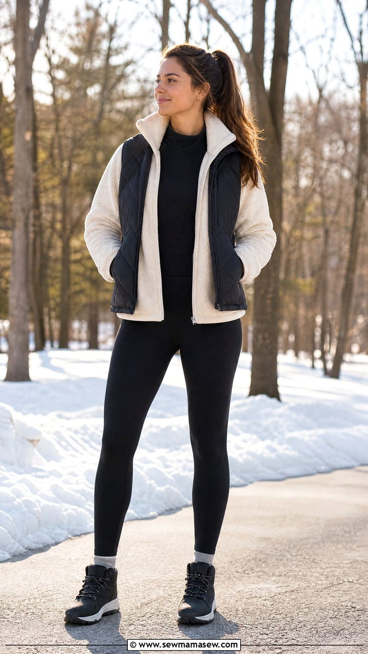 Thermal Leggings and Fleece Jacket Winter Gym Outfit Over 50 - 25 Gym outfit ideas for women over 50