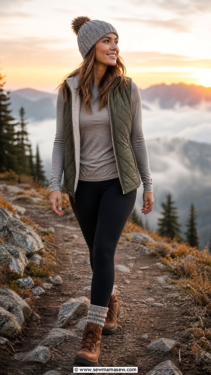 Thermal Leggings and Hiking Boots Glamping Outfit - 25 Glamping outfit ideas