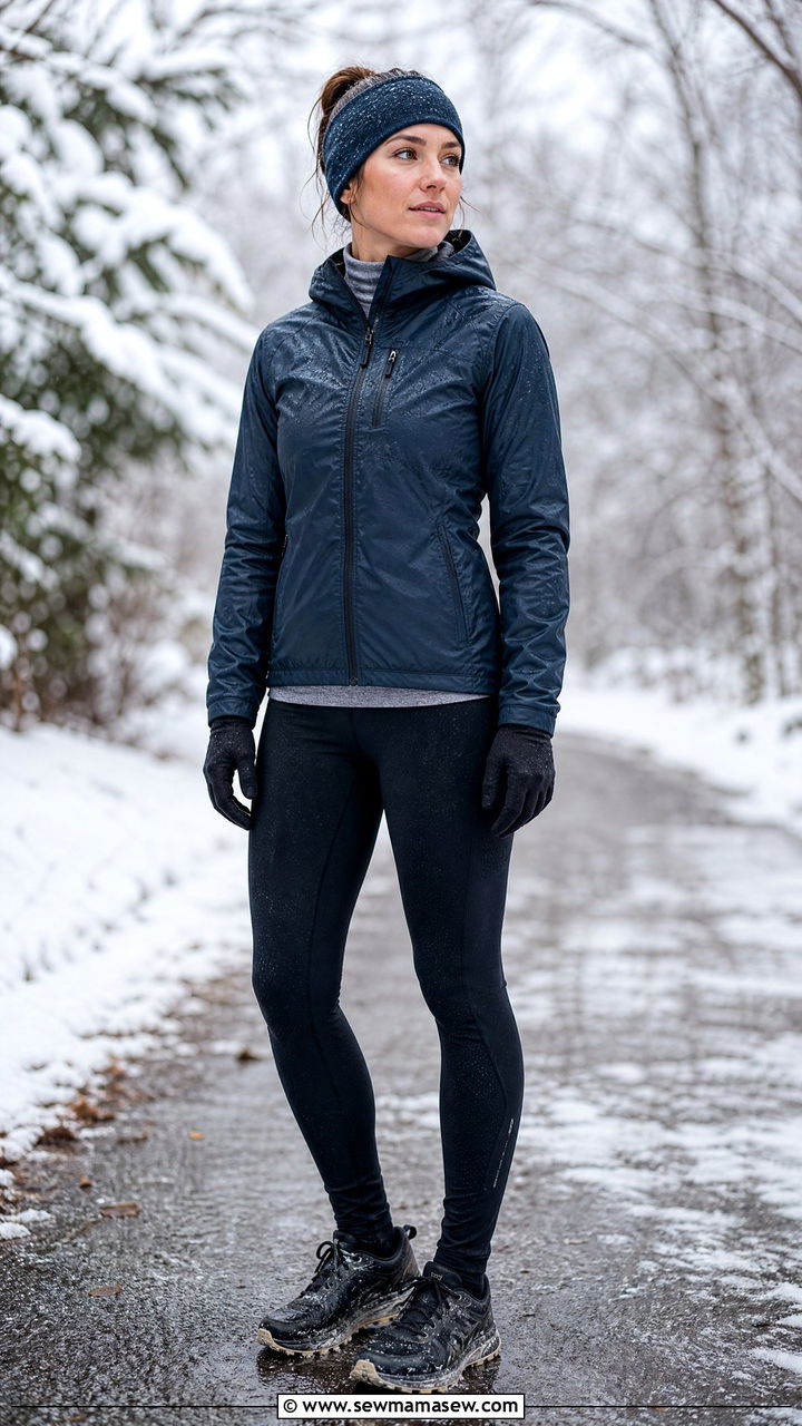 Thermal Tights With Waterproof Shell Plus Gloves and Headband - 25 Running outfit ideas rainy weather