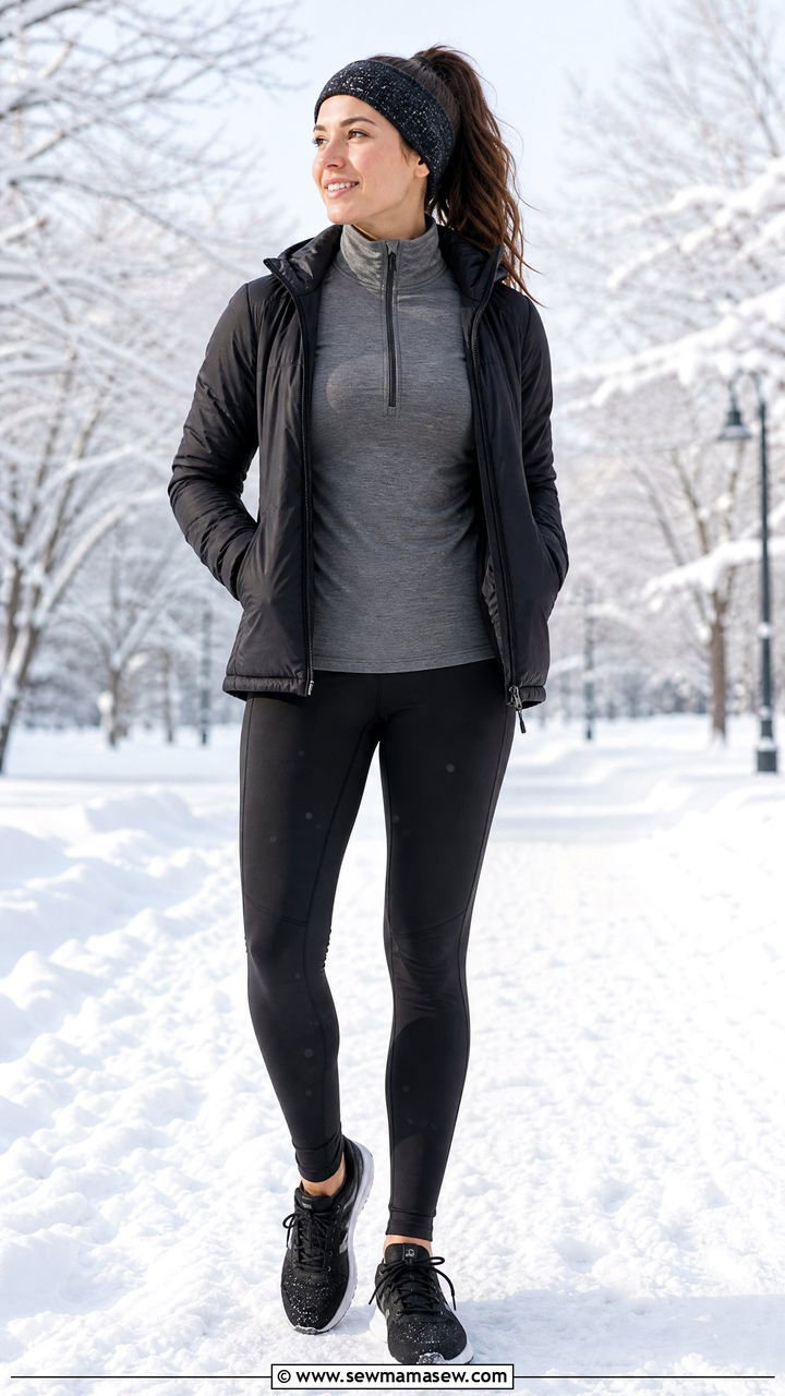 Thermal base layer and fleece lined leggings for winter - 30 Running outfit ideas for beginners