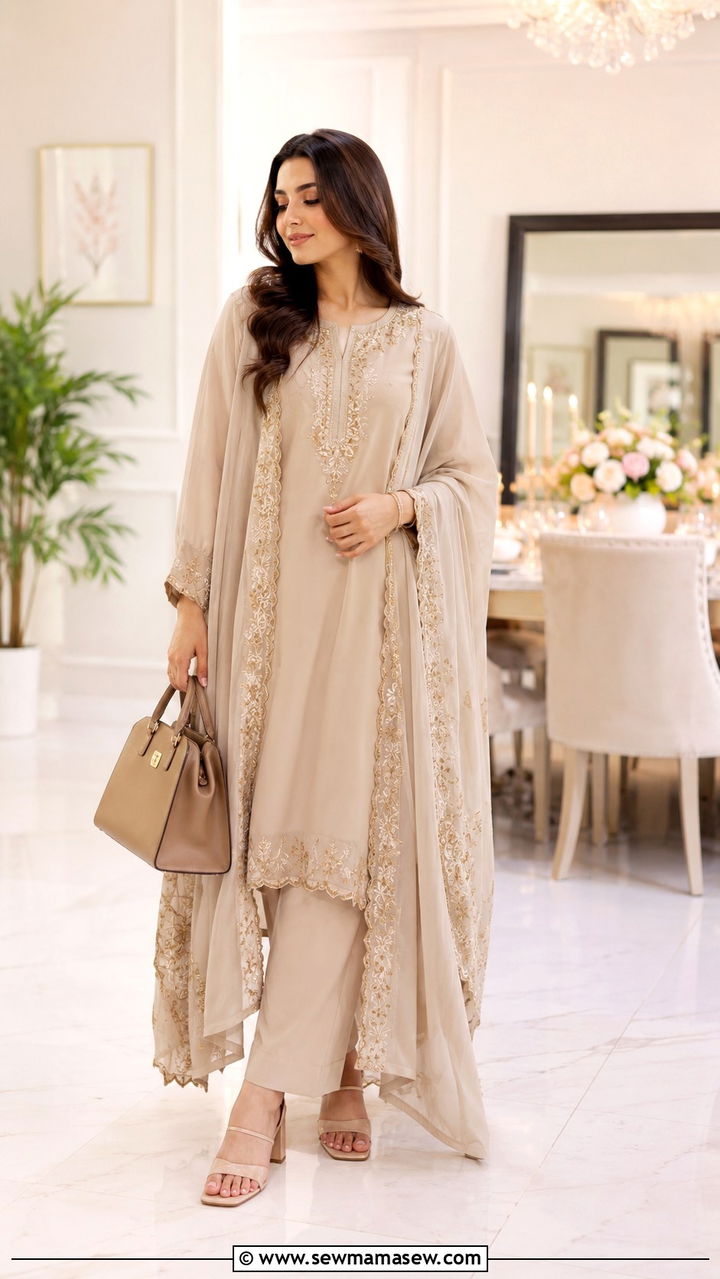 ThreePiece Embroidered Bisht Set - 25 Ramadan matching set outfit ideas
