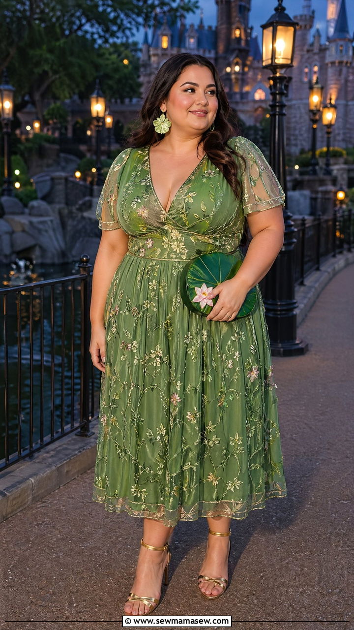 Tiana Bayou Green Dress Outfit - 35 Disney outfit ideas plus size