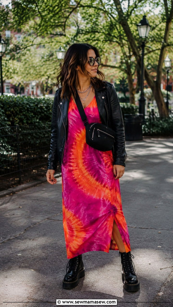 Tie Dye Dress with Combat Boots Outfit - 30 maximalist outfits for women