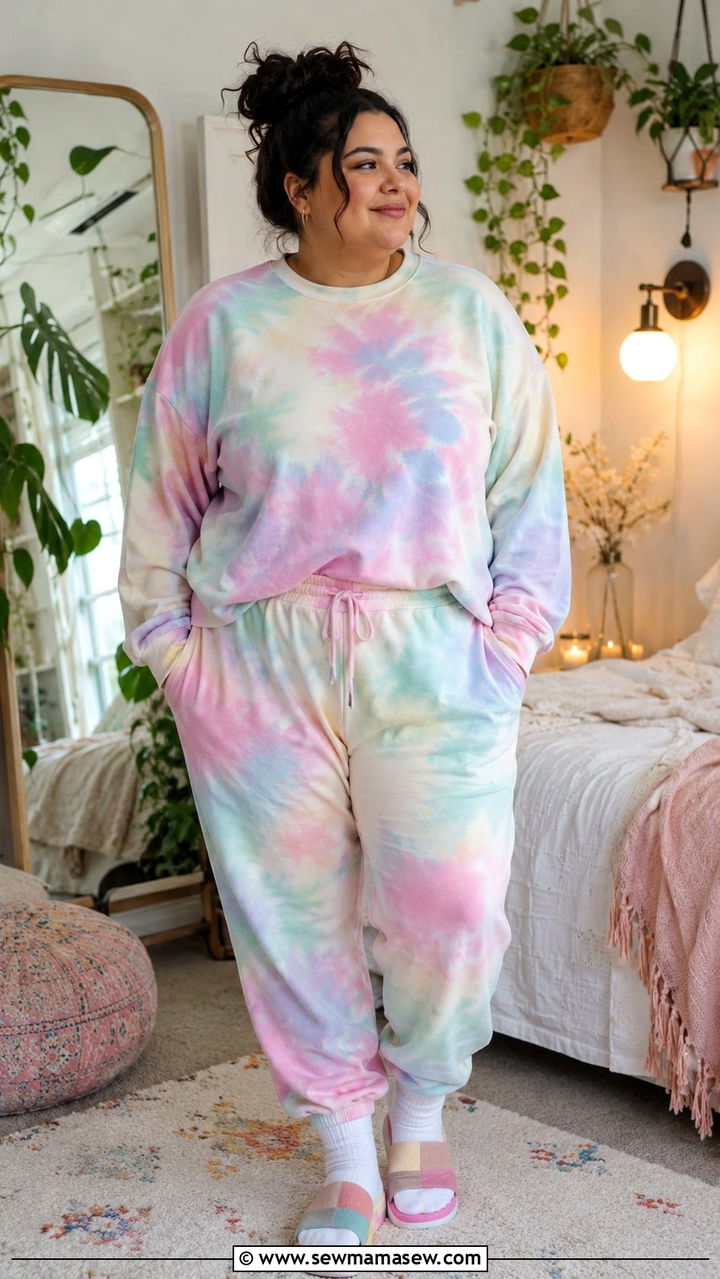 Tie Dye Lounge Pajama Set - 25 Pajama outfit ideas plus size