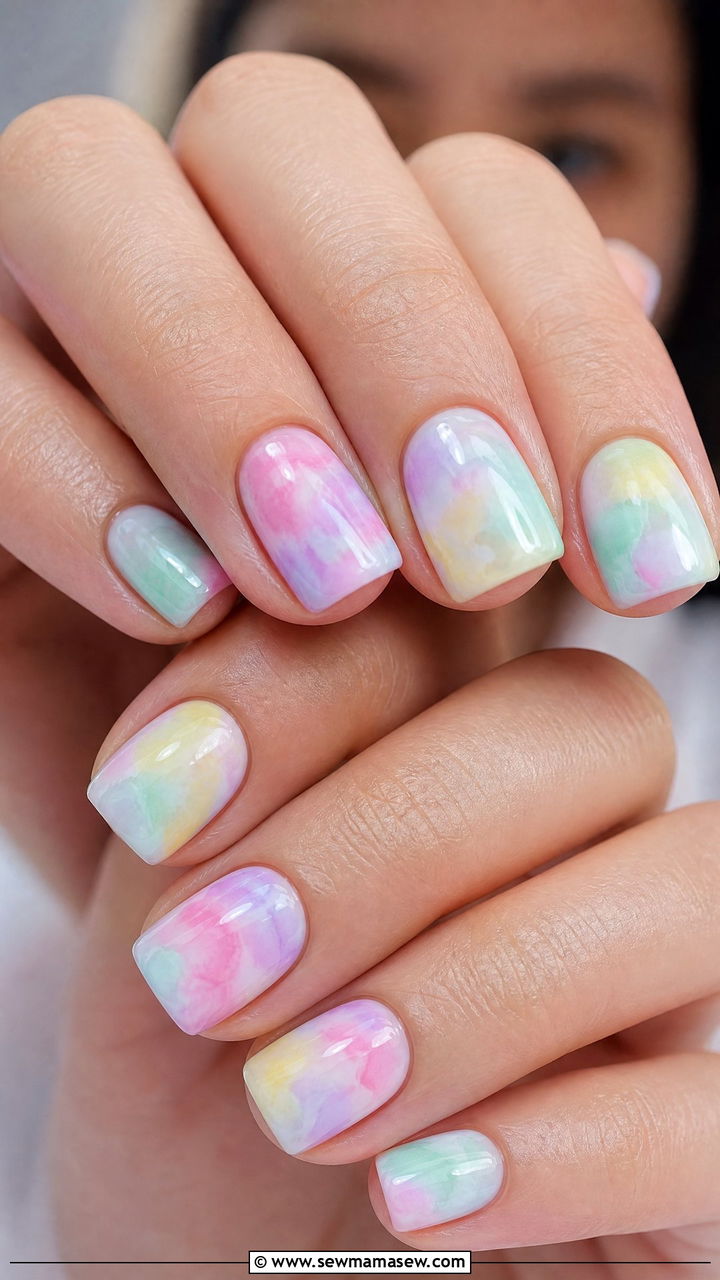 Tie Dye Pastel Gel Nails - 50 gel polish