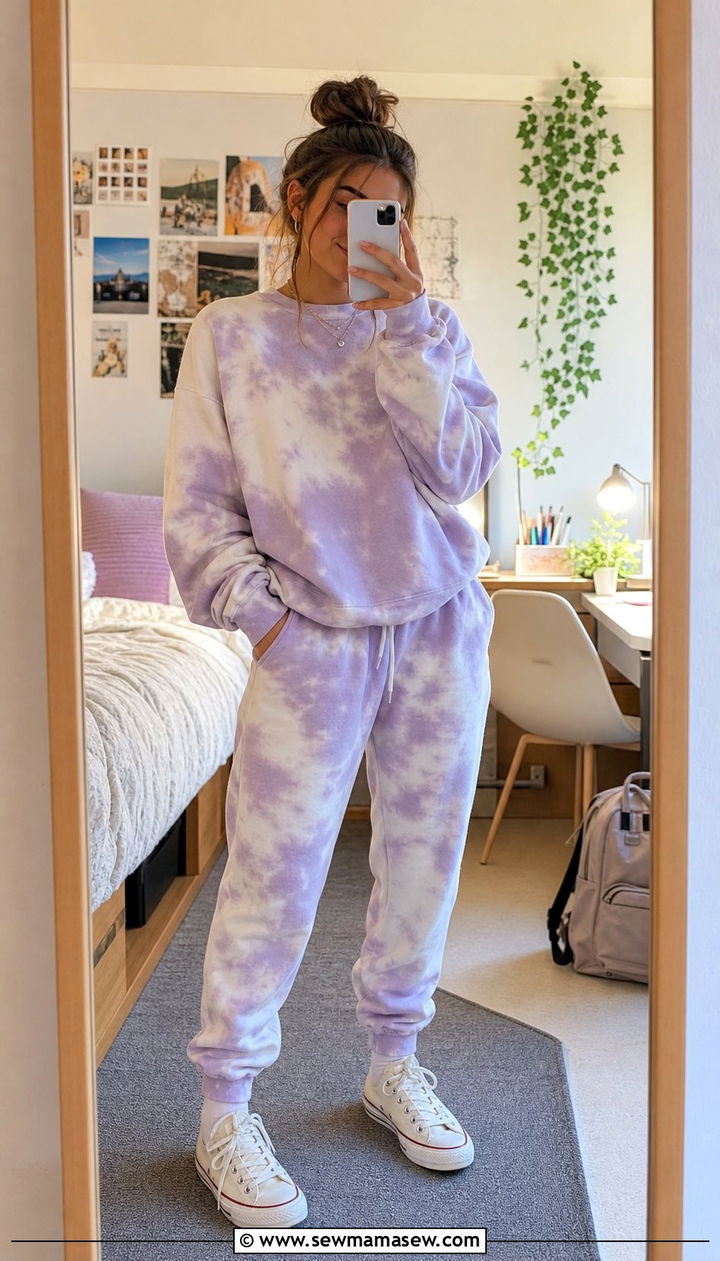 Tie Dye Set with Canvas Sneakers - 35 Back to school outfit ideas 2026