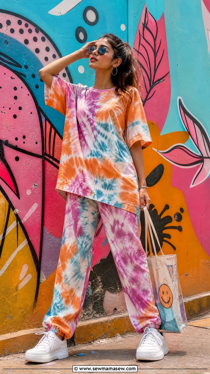 Tie dye or abstract print coord set - 30 Coord set outfit ideas for photoshoot
