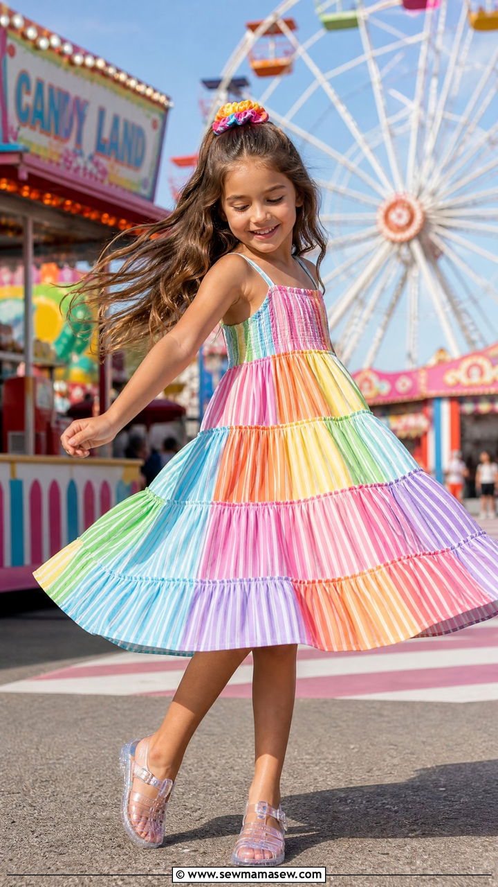 Tiered Dress with Jelly Sandals - 30 Summer outfits for kids