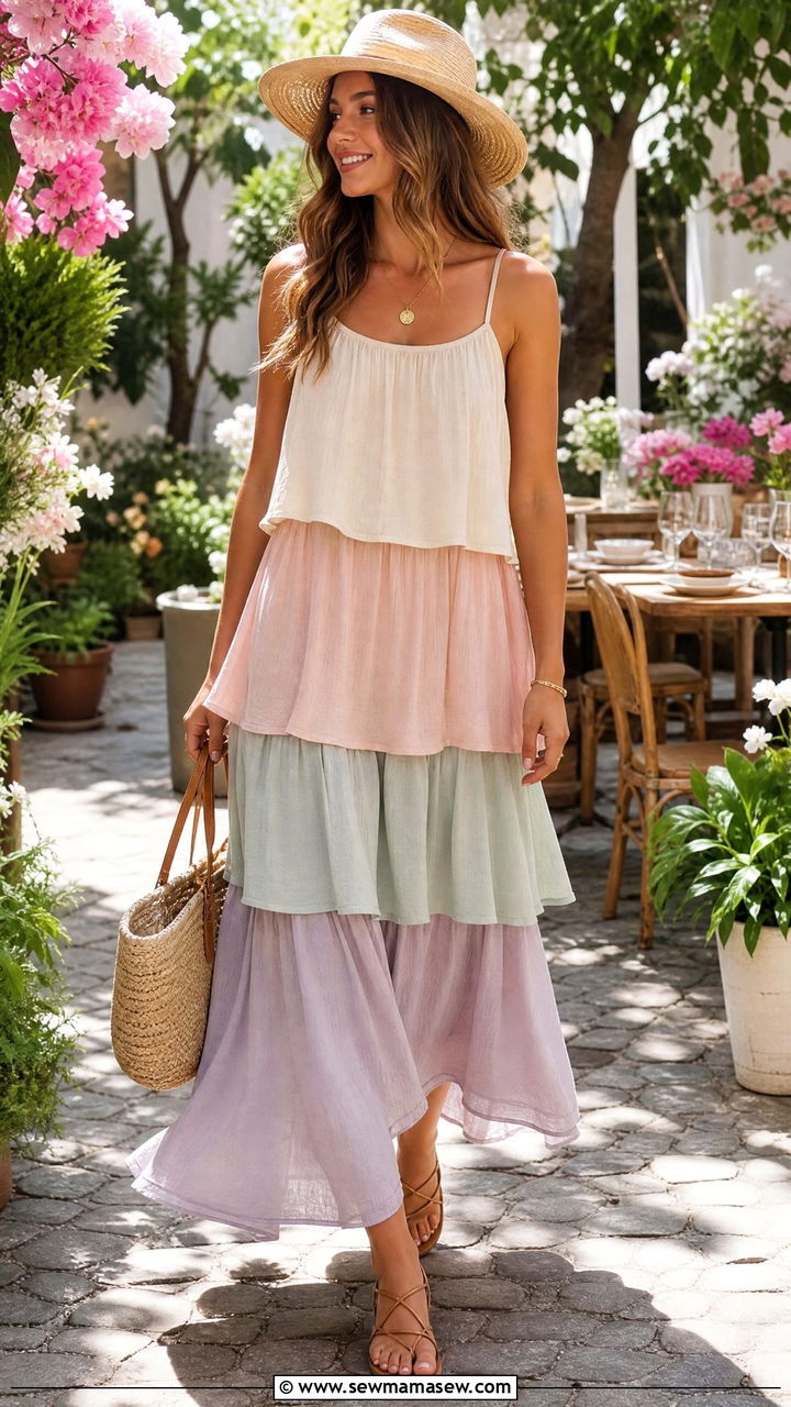 Tiered Maxi Dress Brunch Outfit - 30 Fancy brunch outfit ideas