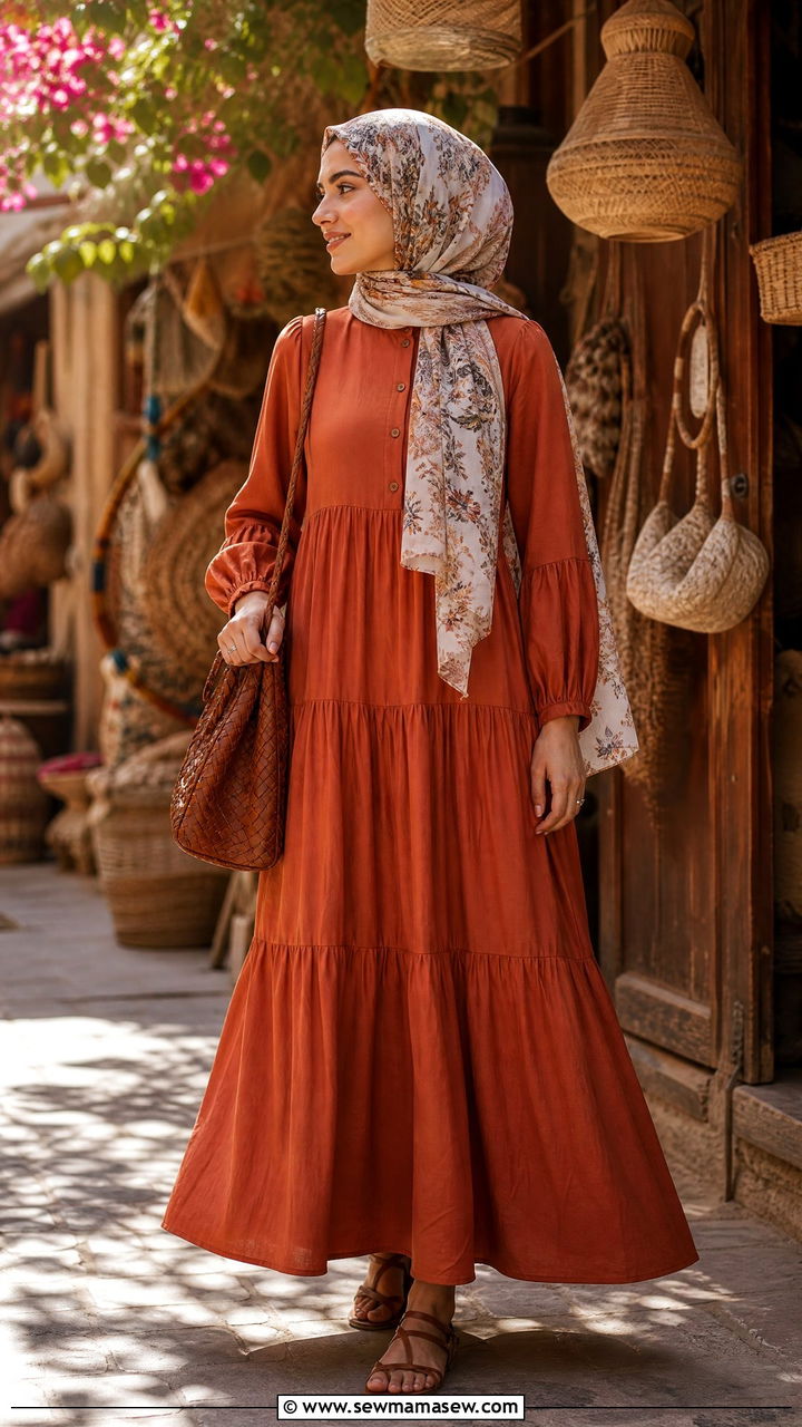 Tiered Maxi Dress Ramadan Modest Fashion - 40 Ramadan outfit ideas