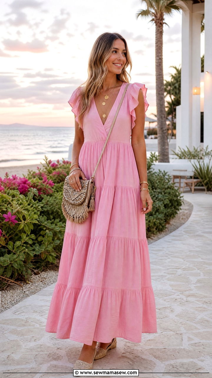Tiered Maxi Dress Resort Outfit - 30 summer resort wear outfit ideas