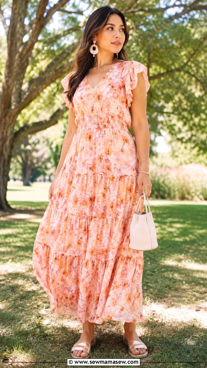Tiered Maxi Dress Spring Baby Shower Outfit - 25 Baby shower outfit ideas spring