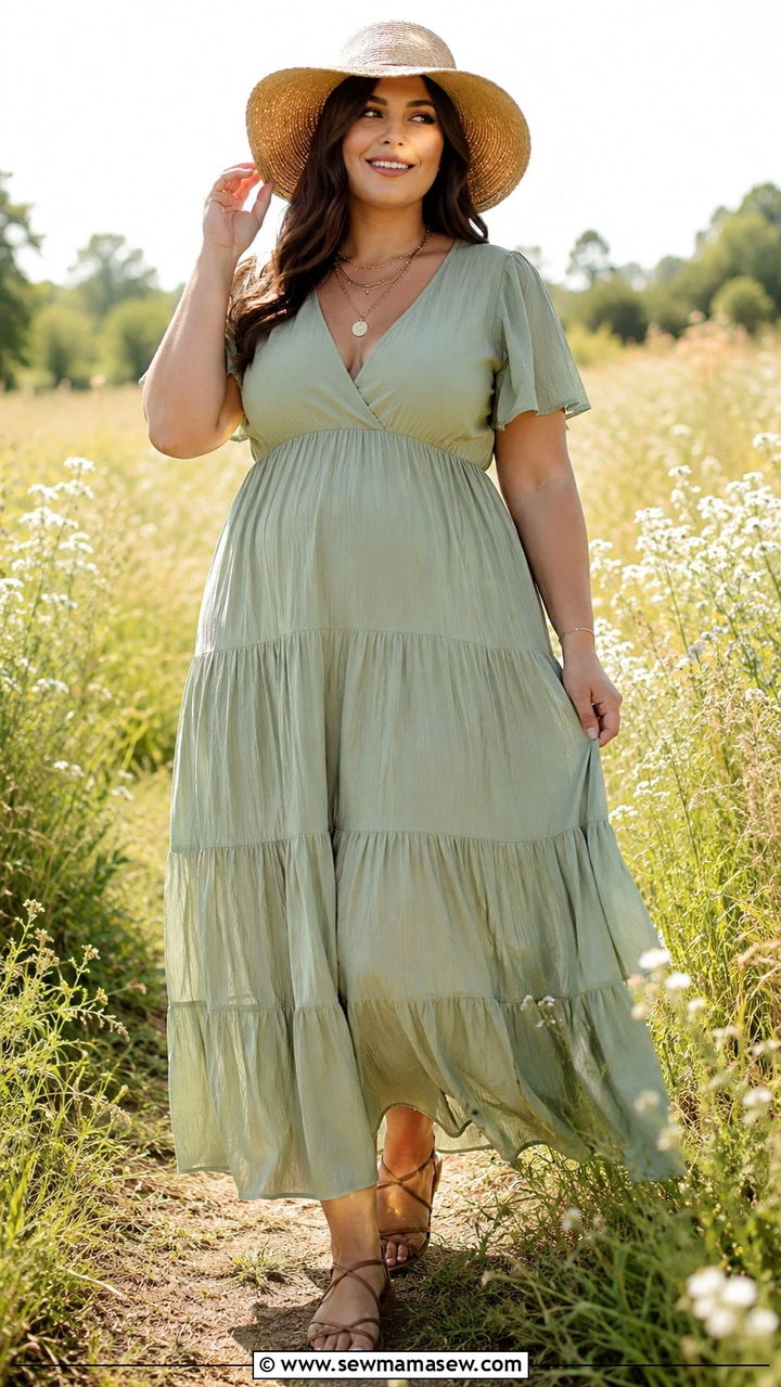 Tiered Maxi Dress Spring Outfit For Belly - 20 spring outfits for women with tummy