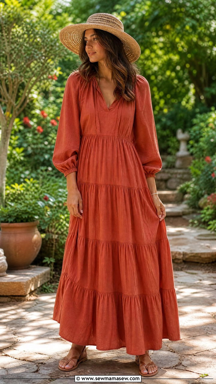 Tiered Maxi Dress Summer Outfit - 30 Modest summer outfits