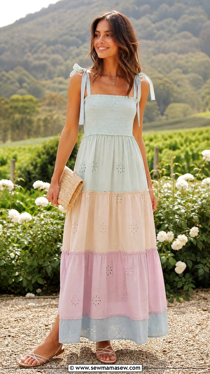 Tiered Maxi Dress With Embroidered Details - 40 vacation outfits for women