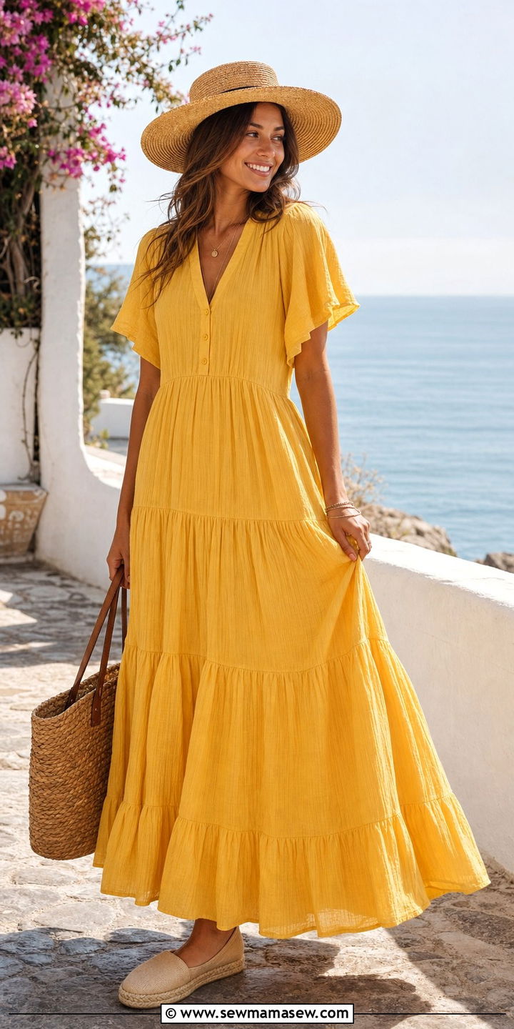 Tiered Maxi Dress With Espadrilles Summer Outfit - 35 Casual chic summer outfit ideas 2026