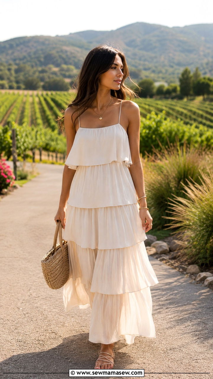 Tiered Maxi Dress - 30 Vineyard wedding guest outfit ideas