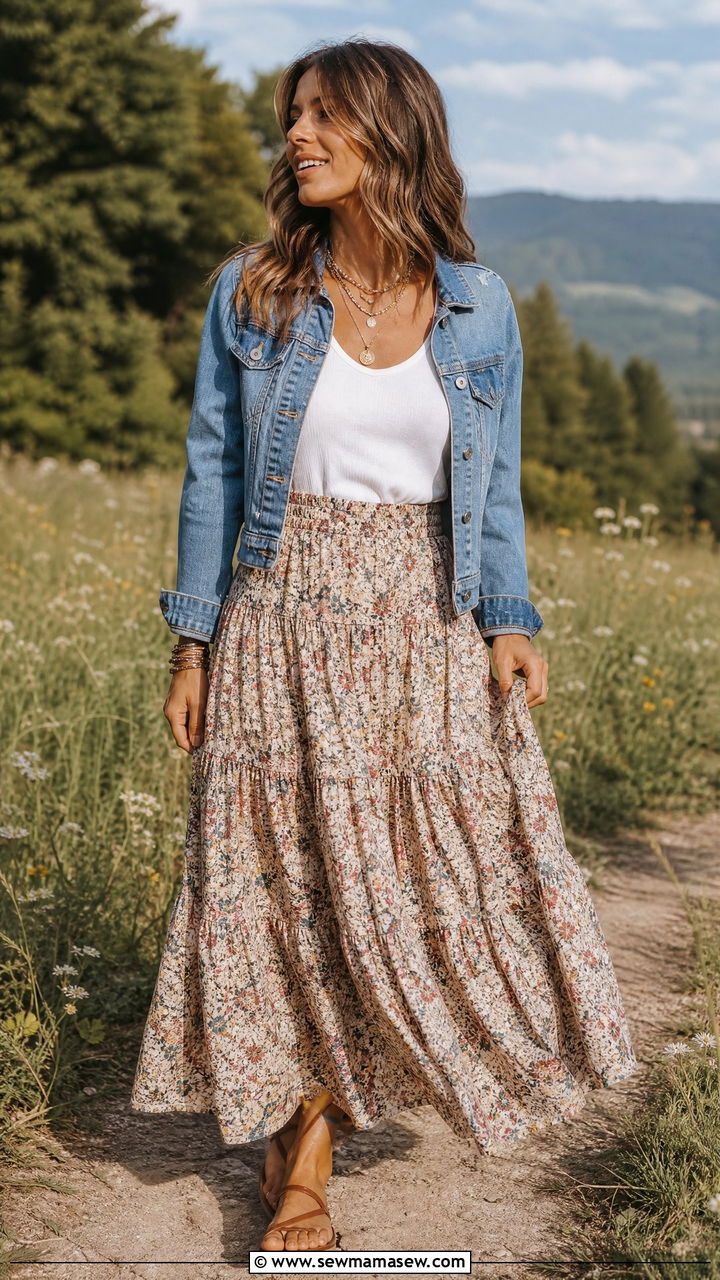 Tiered Maxi Skirt Outfit - 35 maxi skirt outfit ideas for women