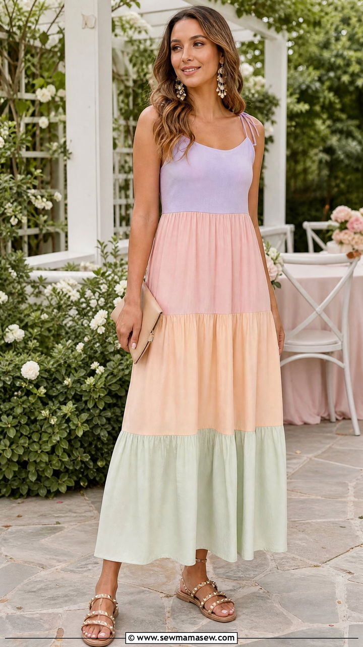 Tiered Maxi Sundress With Strappy Sandals - 25 Brunch outfit ideas with a sundress