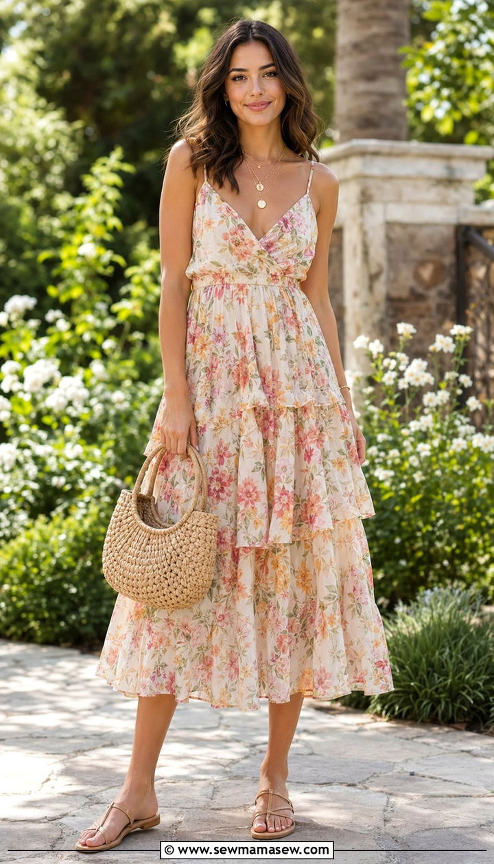 Tiered Midi Dress For Wedding Guest - 35 Affordable wedding guest outfits