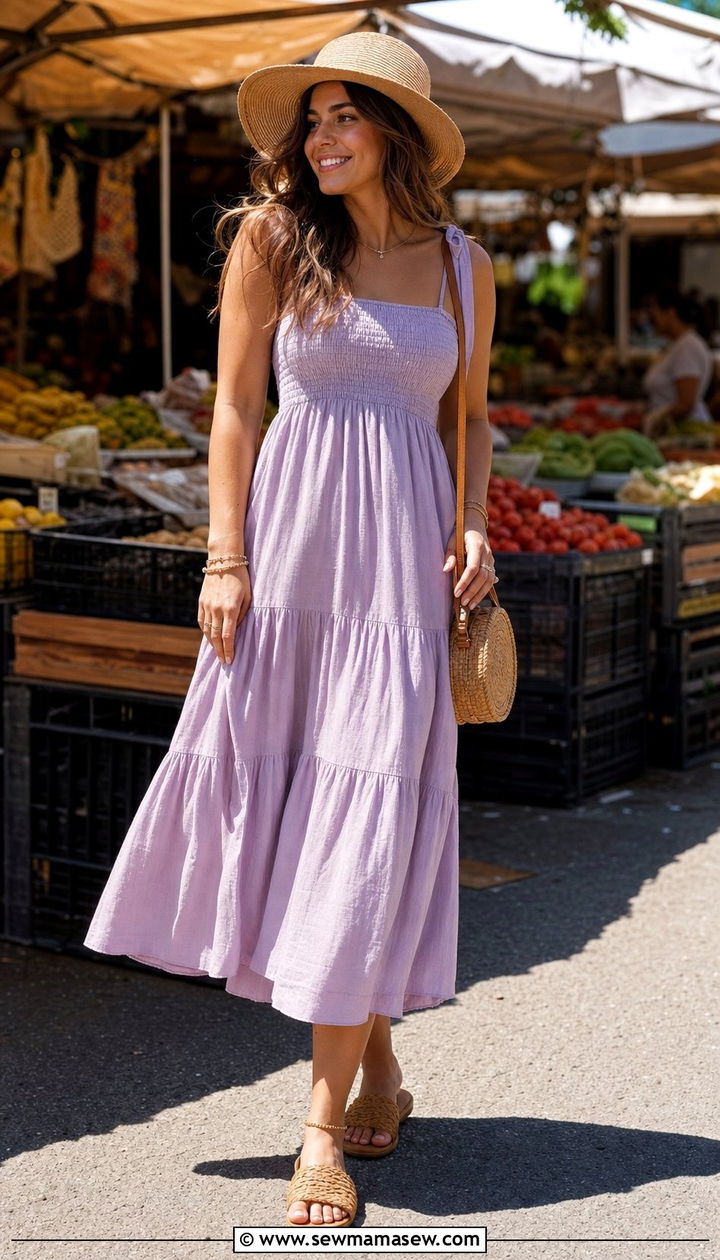 Tiered Midi Dress Summer Outfit For Wide Hips - 25 summer outfits for women with wide hips