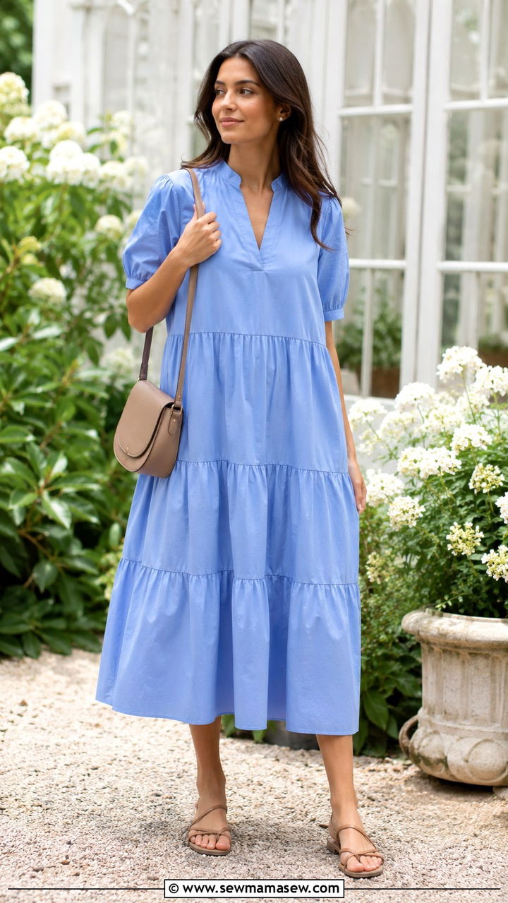 Tiered Midi Dress With Sling Bag - 30 Spring outfits with bags