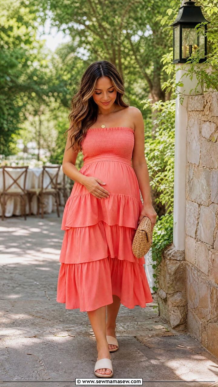 Tiered Ruffle Maternity Dress Baby Shower Outfit - 30 Maternity outfit ideas for baby shower