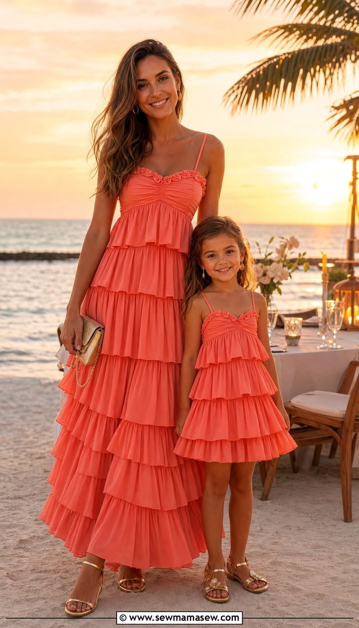 Tiered Ruffle Maxi Dress Twin Style - 25 Spring mother daughter outfits