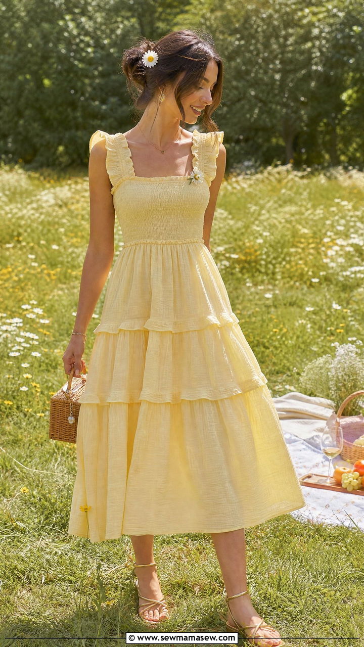 Tiered Ruffle Midi Dress Fairycore Outfit - 25 classy fairycore outfit ideas