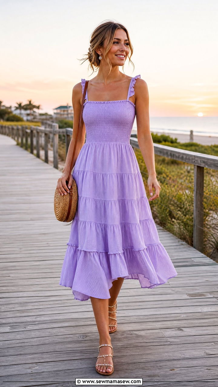 Tiered Ruffle Midi Dress Outfit - 30 Feminine summer outfits
