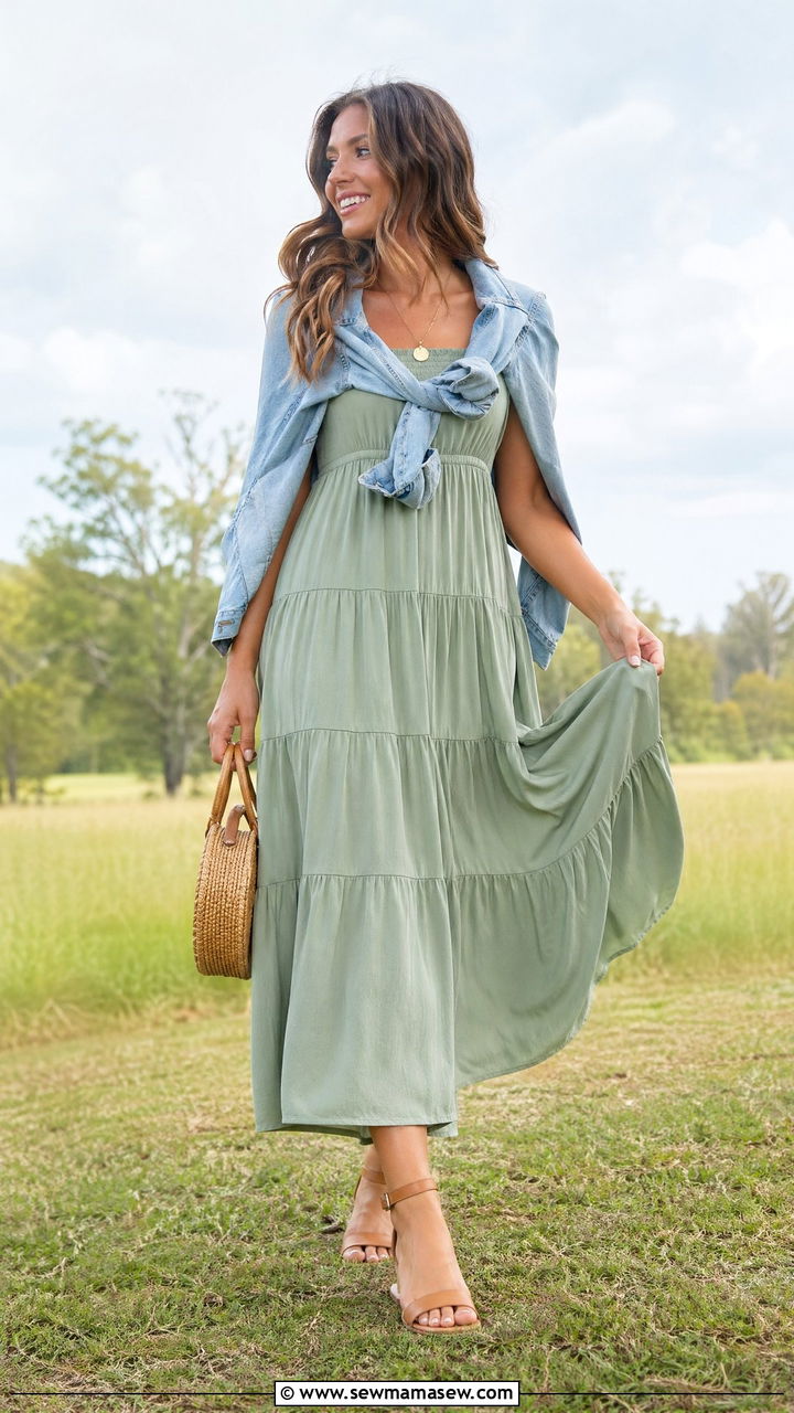 Tiered cotton maxi dress for family reunion - 35 Family reunion outfit ideas