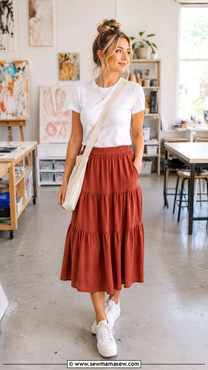 Tiered midi skirt art teacher outfit - 20 Art teacher outfit ideas