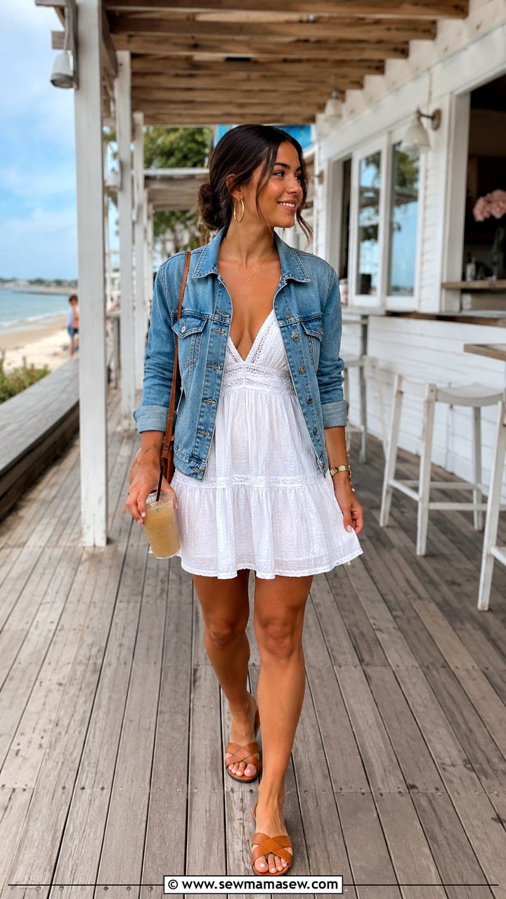 Tiered mini dress with flat sandals - 25 Petite outfit ideas for brunch