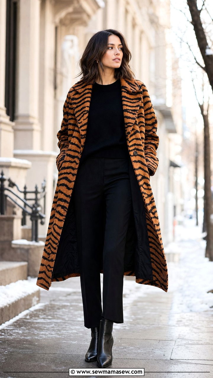 Tiger stripe coat outfit - 35 Animal print outfit ideas 2026